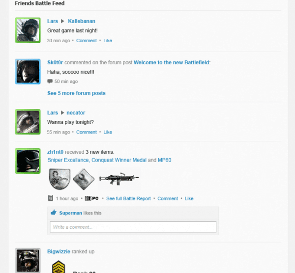 Battlelog - Feed