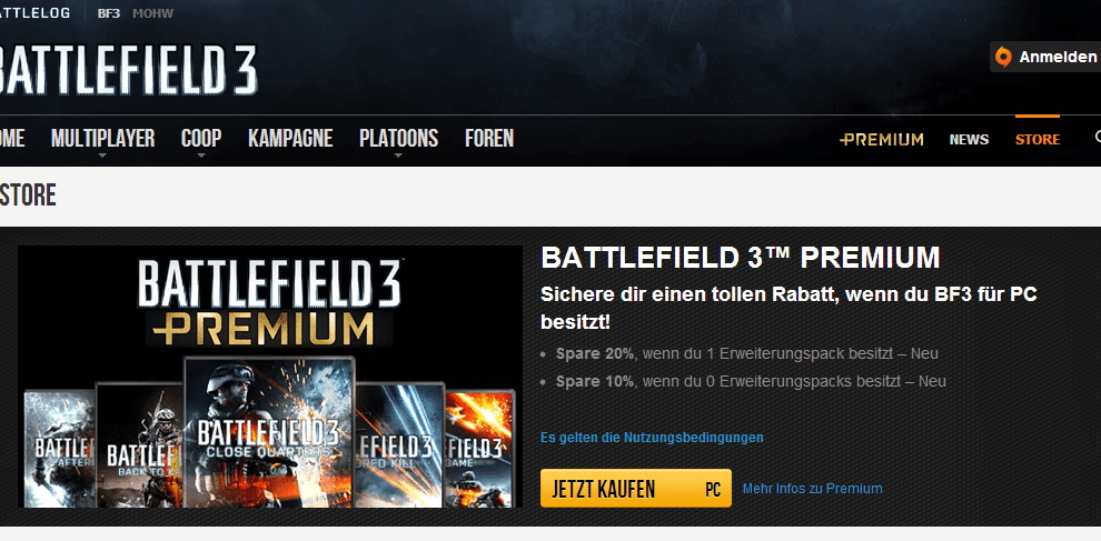 battlelog spare beim kauf von bf3 premium