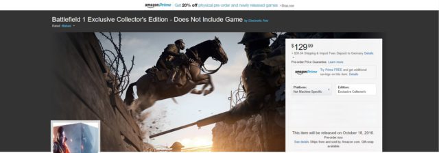 Abgespeckte Battlefield 1 Collector´s Edition bei Amazon aufgetaucht 2 Abgespeckte Battlefield 1 Collector´s Edition aufgetaucht