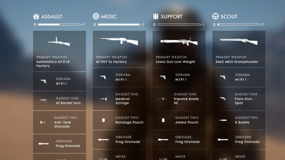 Battlefield 1 Beta Spielerprofil samt Stats, Auszeichnungen und Ausrüstung im Web anpassen 4 Battlefield 1 Player loadout