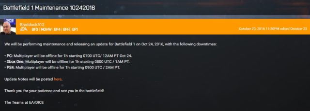 Heute: Wartungsarbeiten und erstes Update für Battlefield 1 2 battlefield-1-maintenance-10242016