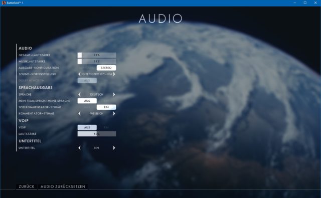 Battlefield 1 Audio Einstellungen 