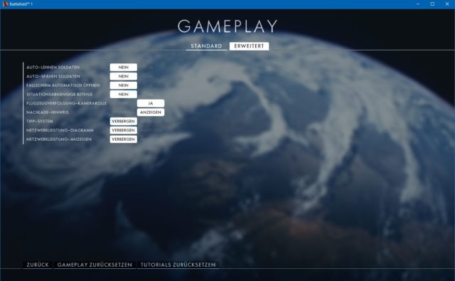 Battlefield 1 Gameplay Einstellungen (Erweitert)
