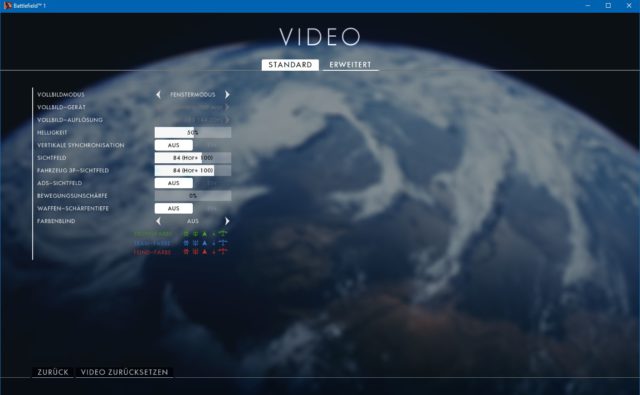 Battlefield 1 Video Einstellungen (Einfach)