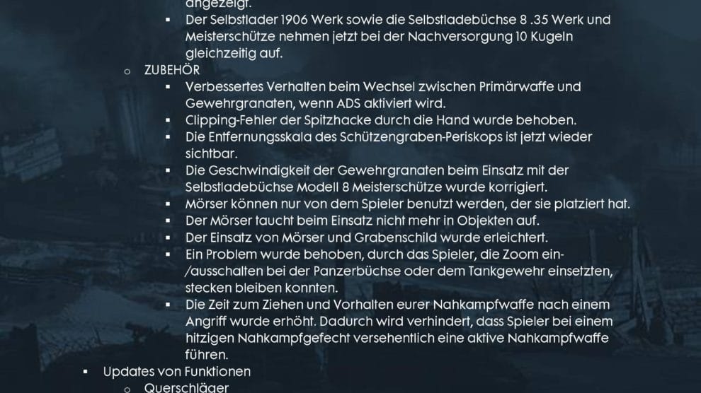 Battlefield 1 Patch hat ein 16 Seiten langes Changelog 12 file page11