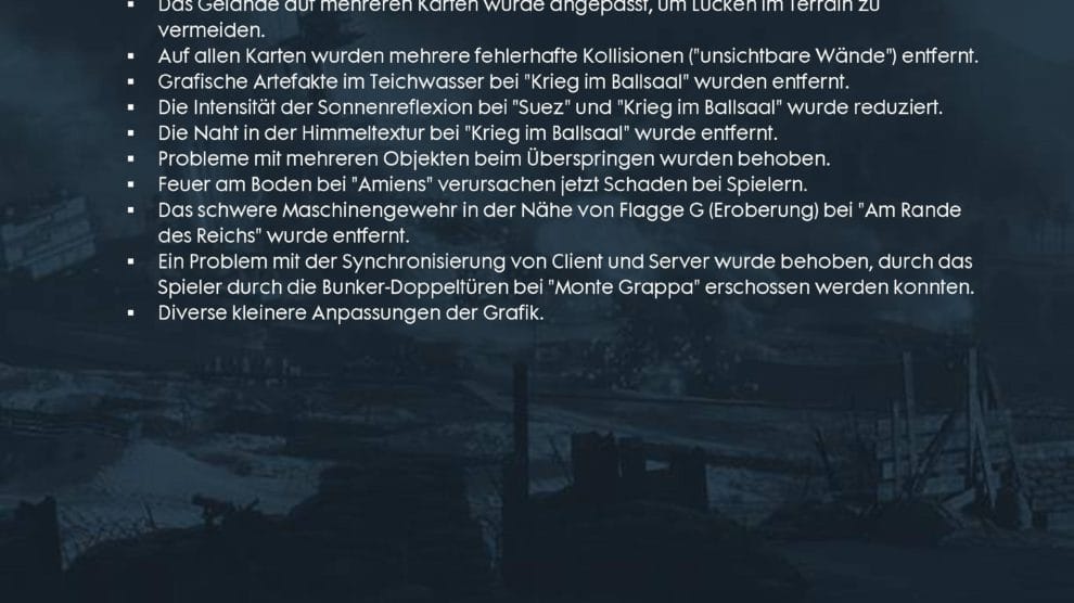 Battlefield 1 Patch hat ein 16 Seiten langes Changelog 8 file page7