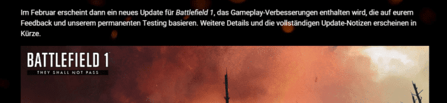 Battlefield 1: Nächstes Update erscheint im Februar 2 DICE kündigt erstes Update für Battlefield 1 im neuen Jahr an.