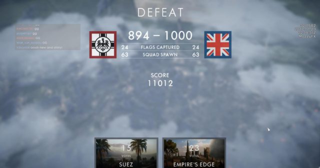 Map Vote am Ende der Runde wird im Battlefield 1 CTE getestet.