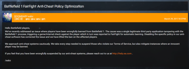 DICE meldet: FairFight hat fälschlicherweise Spieler gebannt 2 Screenshot 1 1