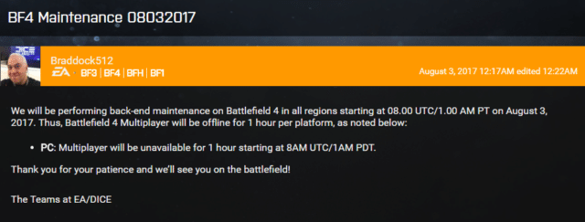 Heute: Battlefield 4 Backend Wartung für PC Spieler 2 bf4 wartung
