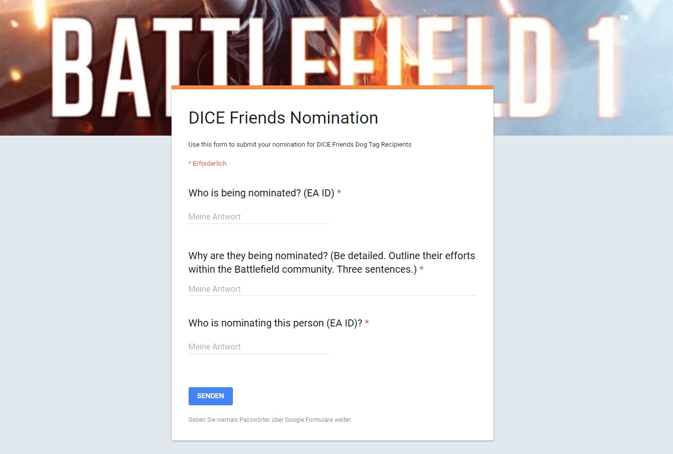 Neuer Versuch: Nominiert uns für das DICE Friend Dogtag 3 Screenshot 2