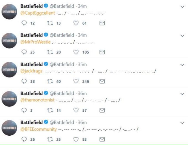 Battlefield Twitter Kanal verschickt Morse Codes an Influencer 2 Dc7uzOzXkAUZDw4