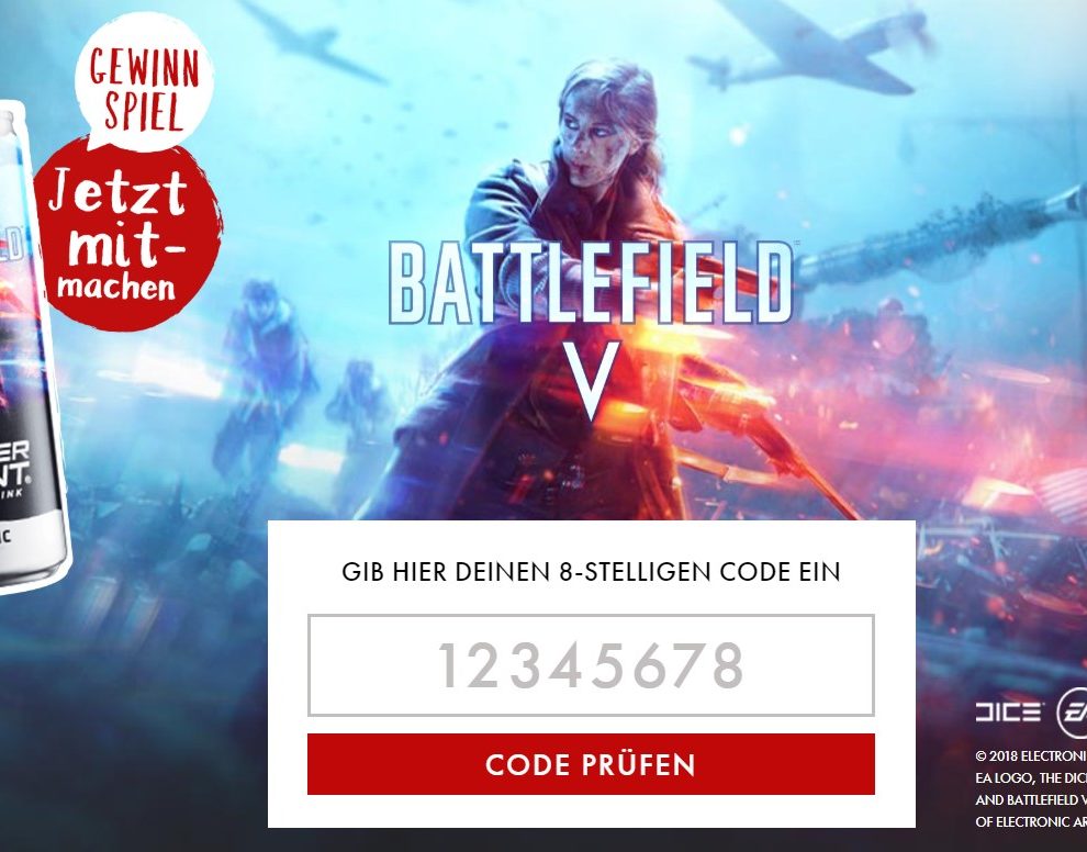 Battlefield V Engery Drink trinken und tolle Preise gewinnen 1 battlefieldv powerpoint engery teaser