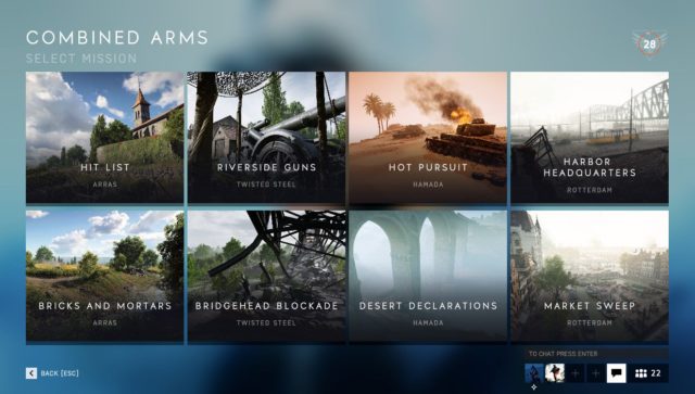 Combined Arms- Missions Auswahl
