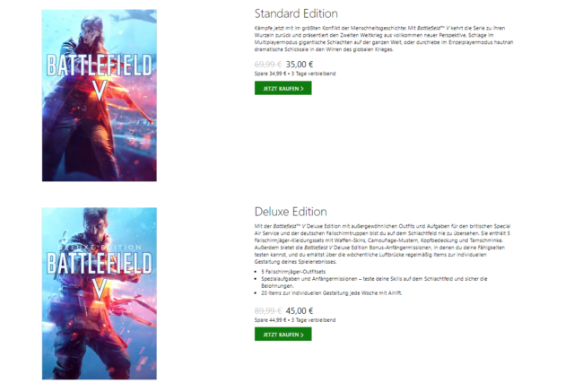 Battlefield V: Aktuell bis zu 62% Rabatt für kurze Zeit für PC-, Xbox- und Playstation 4-Spieler 4 battlefield v aktion xbox store