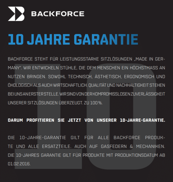 Gaming Chair Backforce One im ausführlichen Test 12 Backforce One Garantie