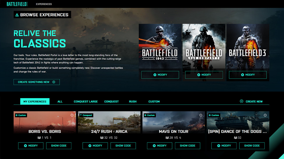 Brandneuer Battlefield Portal Gameplay-Trailer und viele neue Informationen zum ultimativen Battlefield-Builder 2 1 home page for the builder