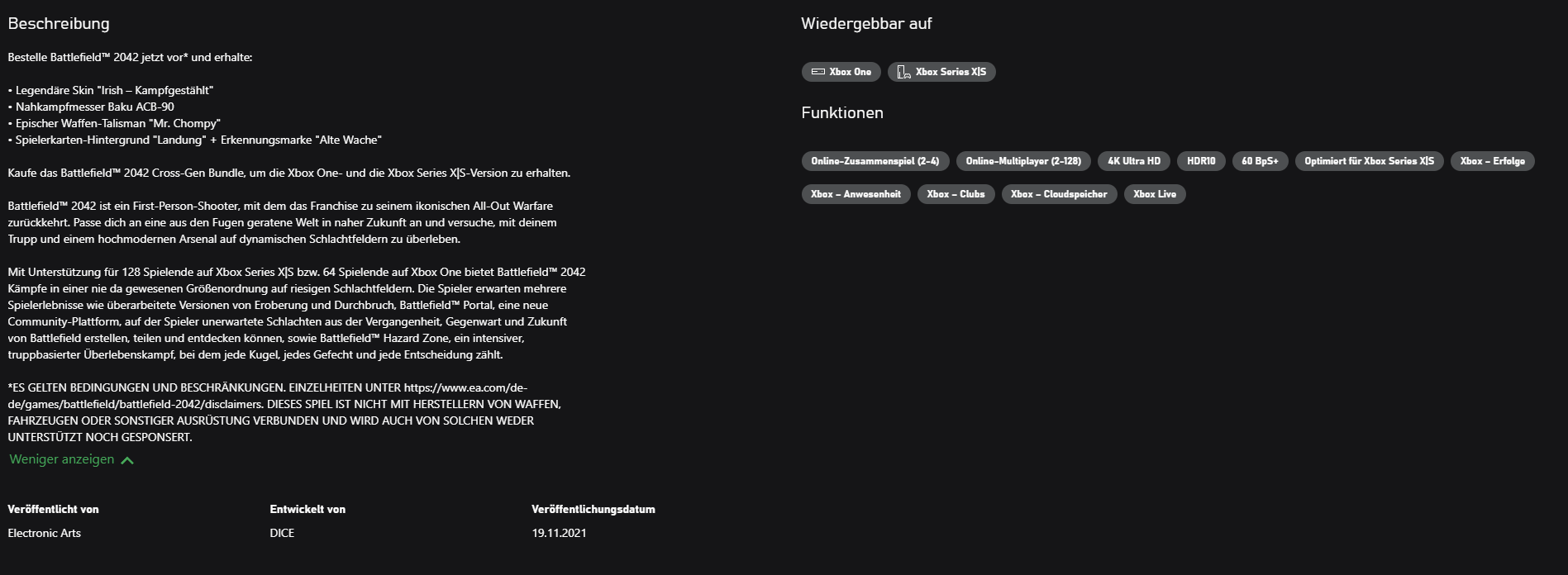 Battlefield 2042: Zum Release ohne 120 FPS Unterstützung auf Playstation 5 & Xbox Series X/S 2 2021 11 01 17 40 39 Window