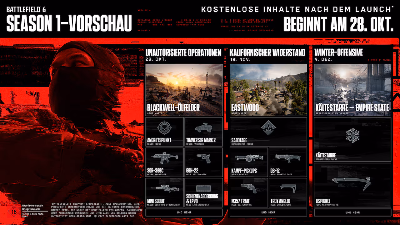 Update zu Battlefield 6: Balance & Playlists zum Release - Platoons und Naval Warfare auf dem Prüfstand 2 BF6 S1 Post Launch RoadMap de DE