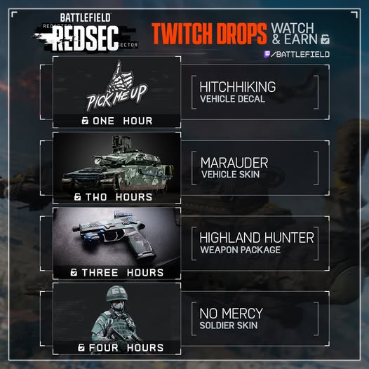 Jetzt exklusiv: Twitch Drops für Battlefield REDSEC nur eine Woche lang verfügbar - So sicherst du dir alle Belohnungen! 2 Twitch Drops Battlefield REDSEC