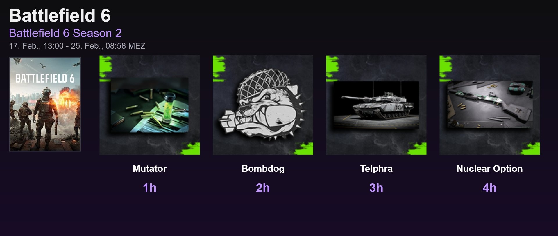 Battlefield 6 Season 2: Twitch Drops starten Mittwoch– Alle Belohnungen, Watchtime und Infos im Überblick 3 Battlefield 6 Season 2 Twitch Drops Belohnungen