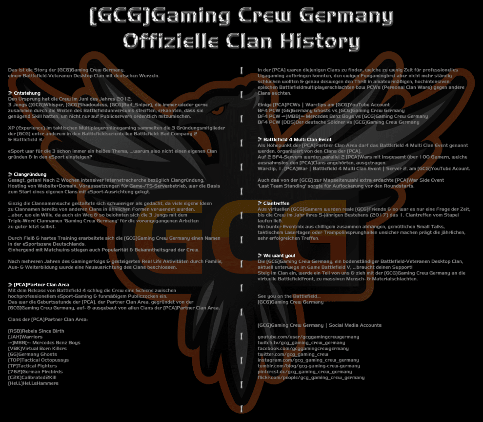 GCGGaming Crew Germany Offizielle Clan History
